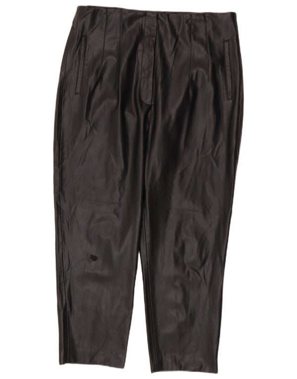 Zara Damekoniske imiterede læderbukser 2XL W34 L26 Sort polyester