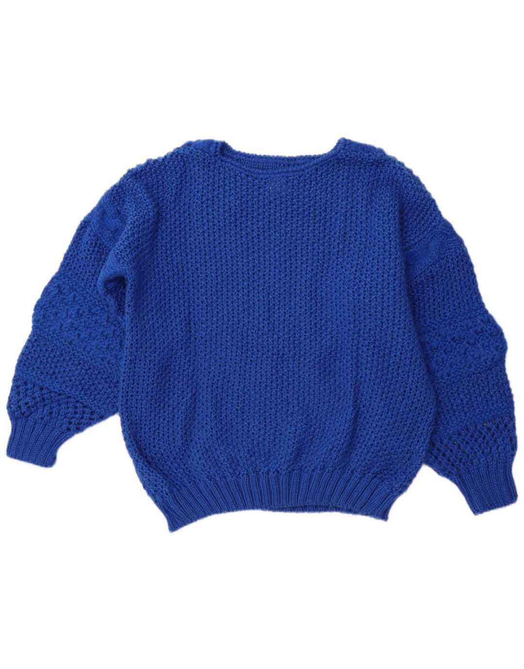 Vintage Dame Boat Neck Jumper Sweater EU 40 Medium Blue Polyacrylic
