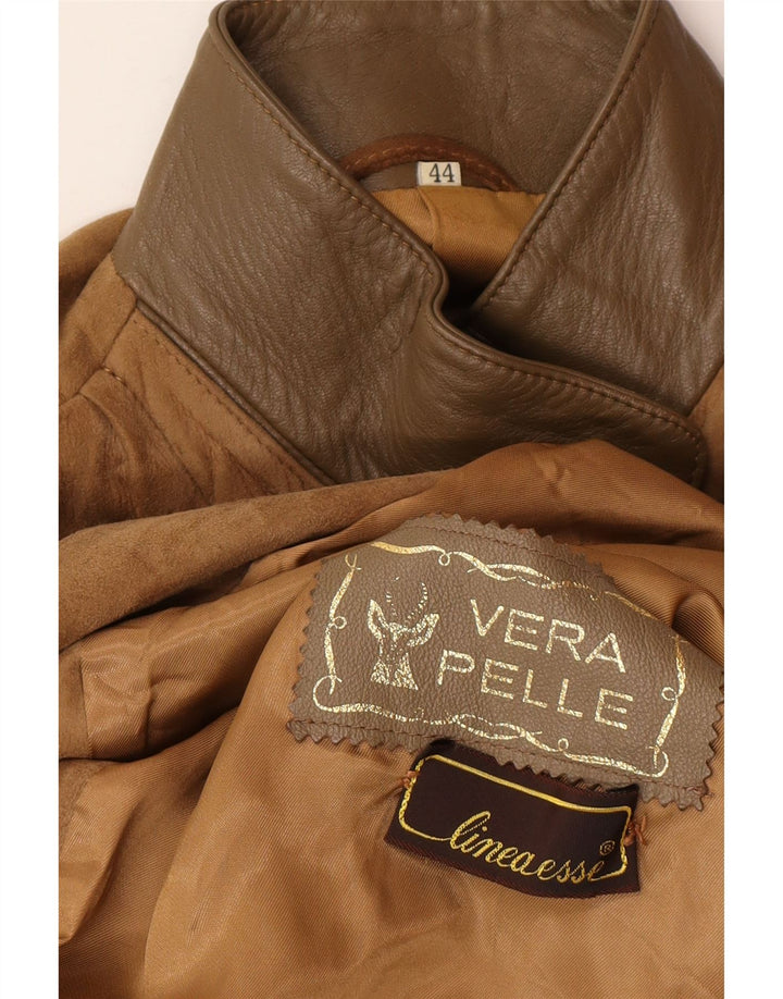 Vintage Dame Oversized Ruskindsjakke IT 44 Medium Brun Læder