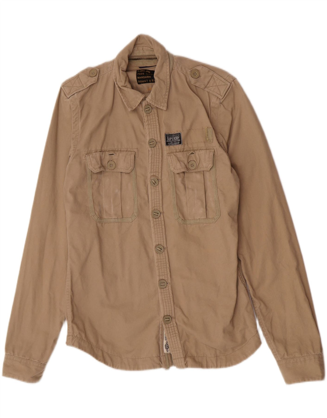 Superdry Militærskjorte til mænd Stor beige bomuld