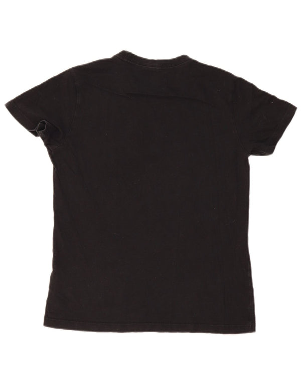 ADIDAS Grafisk T-shirt top til kvinder UK 12/14 Medium Sort bomuld