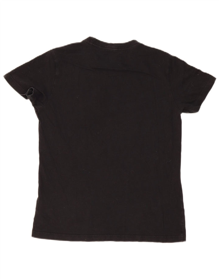 ADIDAS Grafisk T-shirt top til kvinder UK 12/14 Medium Sort bomuld