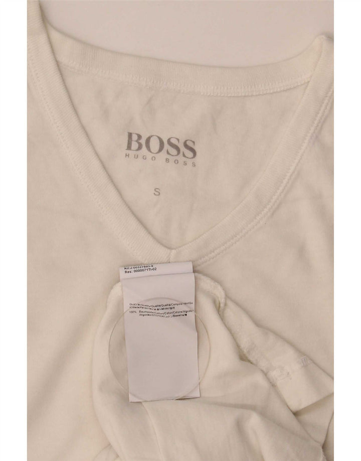 Hugo Boss Herre T-Shirt Top Lille Hvid Bomuld