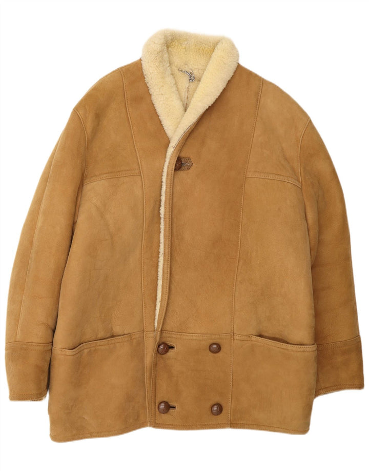Morlands Herre Double Breasted Shearling Jacket UK 36 Small Brown