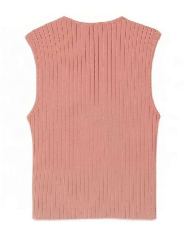 Zara Womens Crop Vest Top UK 12 Medium Pink Polyester
