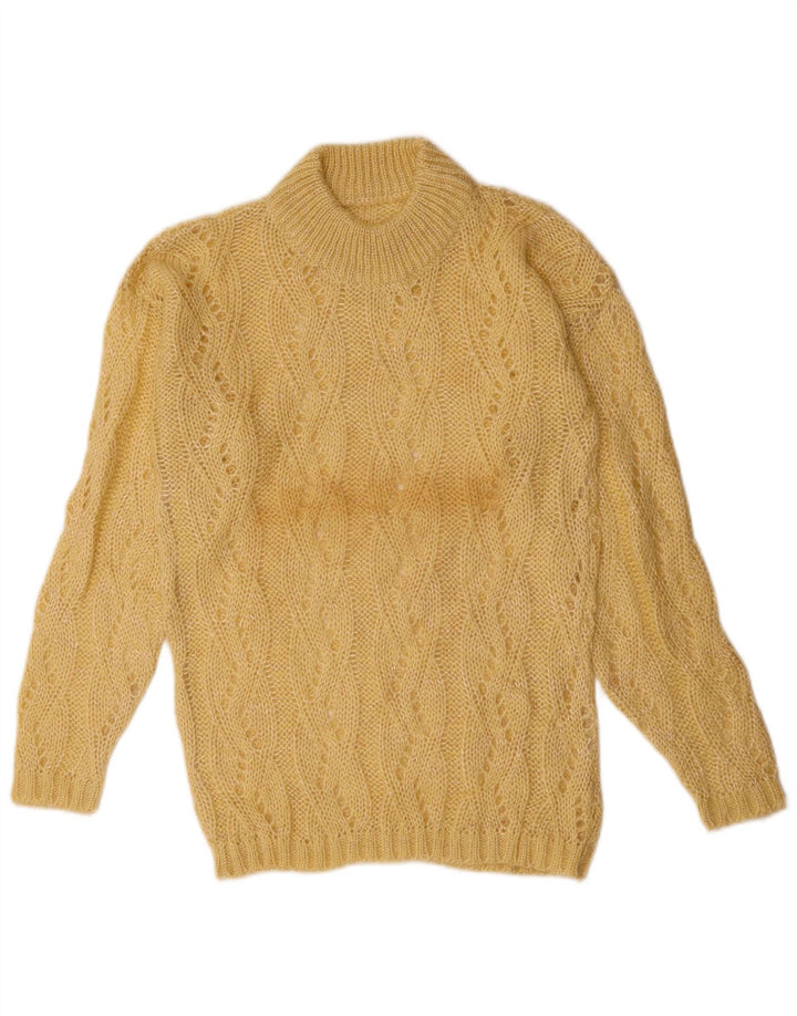 VINTAGE Dame Turtle Neck Sweater UK 10 Small Beige