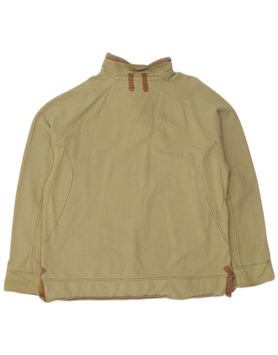 Fat Face Herre Button Neck Sweatshirt Jumper Stor Grøn Bomuld