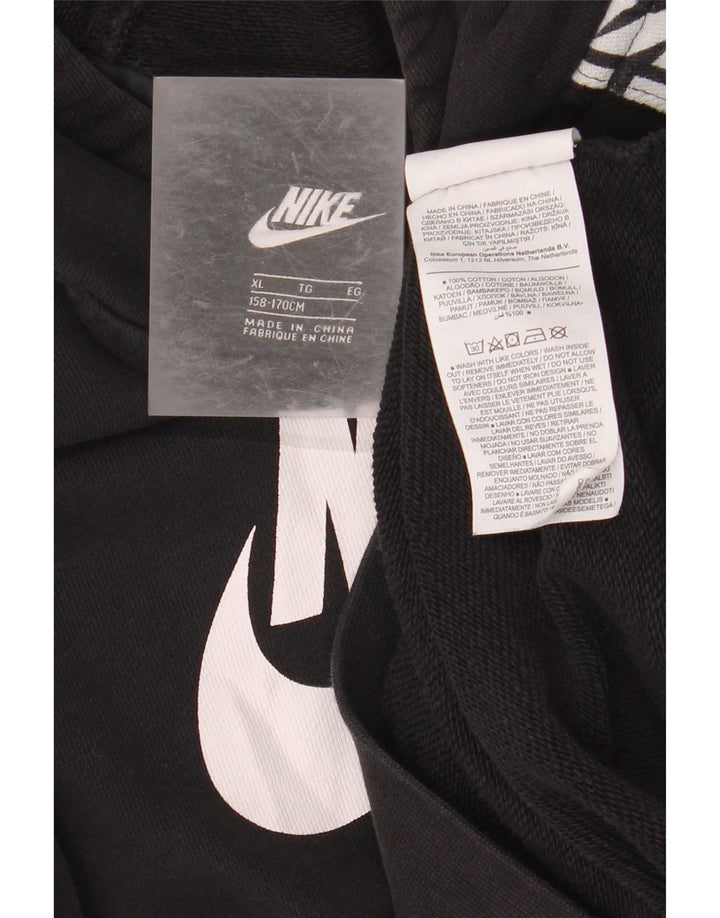 NIKE Grafisk hættetrøje til drenge 13-14 år XL Sort bomuld