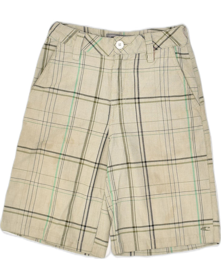 O'NEILL Womens Chino Shorts W24 XS  Khaki Check Polyester | Vintage O'Neill | Thrift | Second-Hand O'Neill | Used Clothing | Messina Hembry 