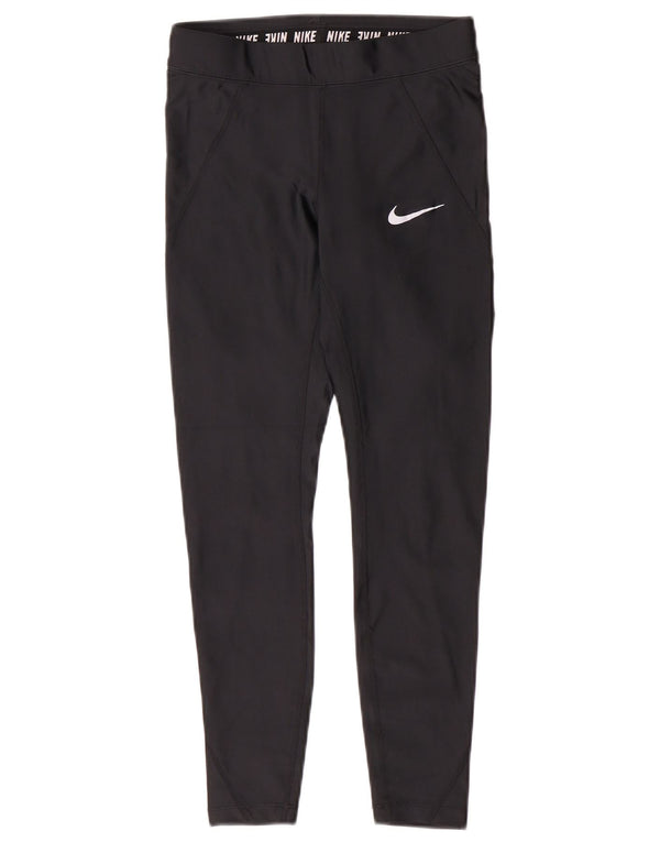Nike Dame Dri Fit Leggings UK 8 Small Black Polyester