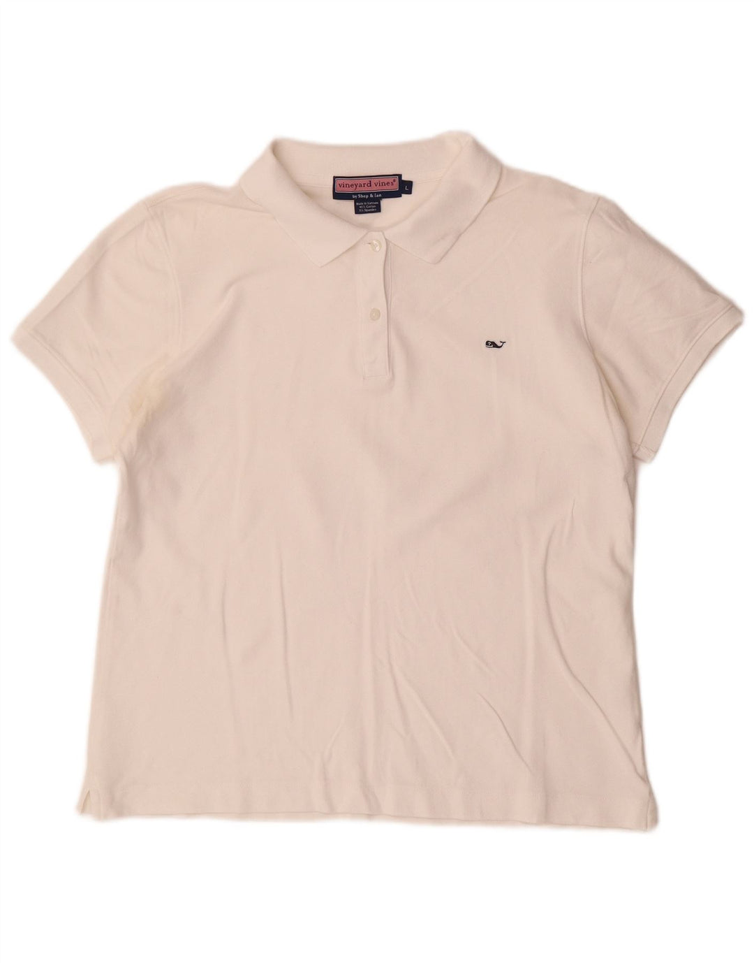 VINEYARD VINES Dame Polo Shirt UK 16 Stor Hvid Bomuld