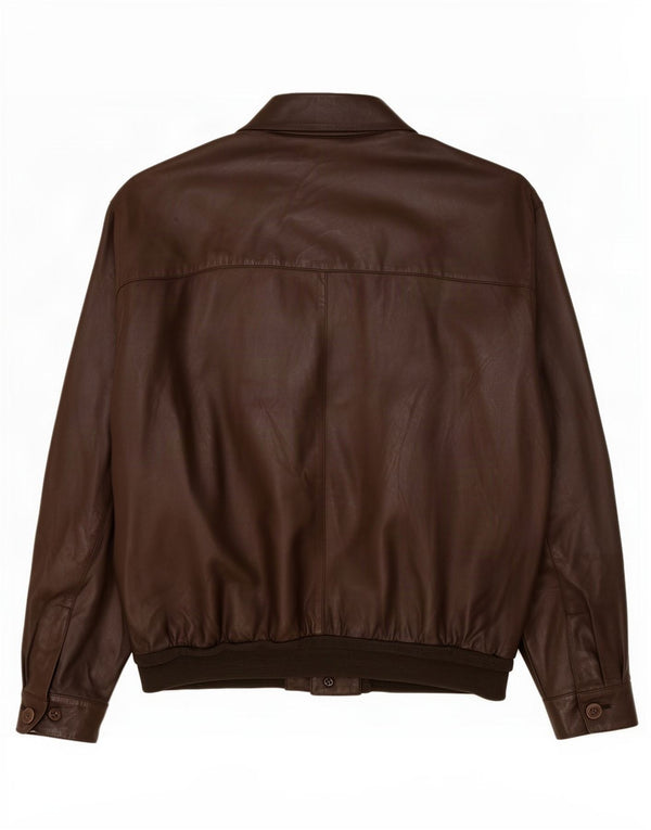 Vintage Herre Bomber Læderjakke IT 54 2XL Brun