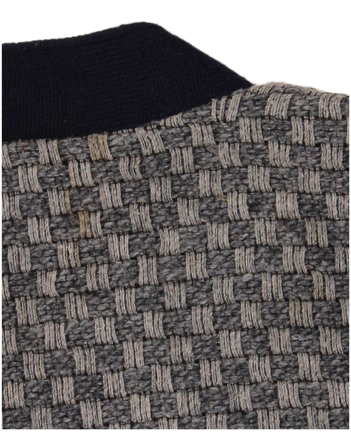Vintage herre cardigan sweater Medium marineblå geometrisk