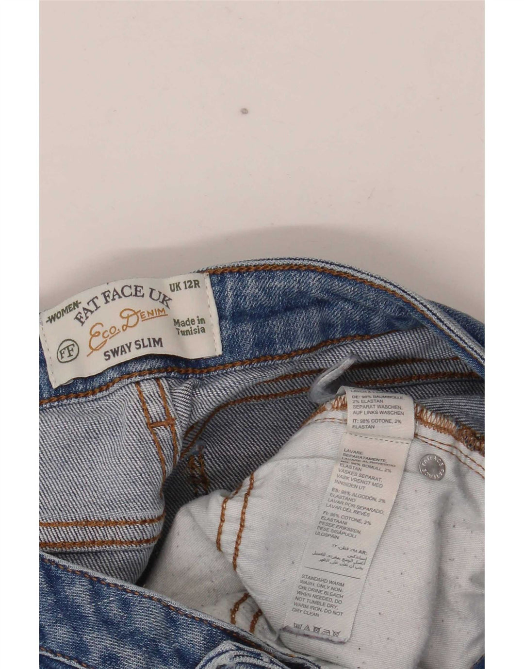 Fat Face Dame Sway Slim Jeans UK 12 Medium W30 L27 Blå Bomuld