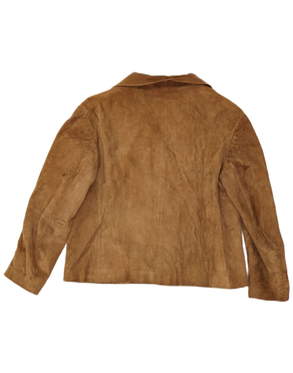 Vintage dame 3-knaps ruskindsblazerjakke UK 14 medium brun