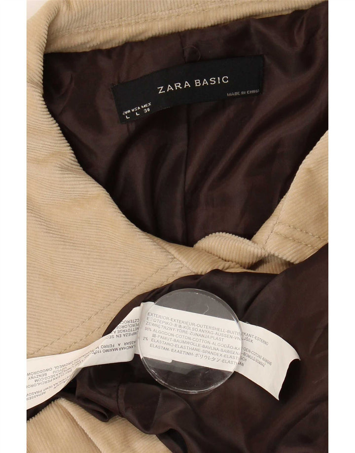 Zara Womens Corduroy Jacket UK 16 Large Beige Bomuld