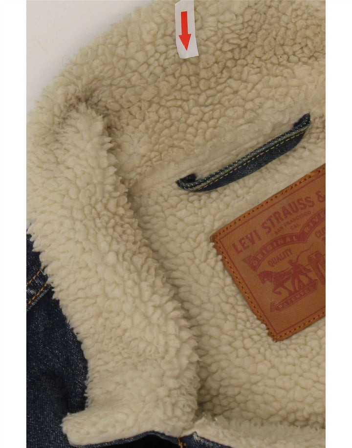Levi's Herre Denim Sherpa Jacket UK 40 Large Blue Cotton