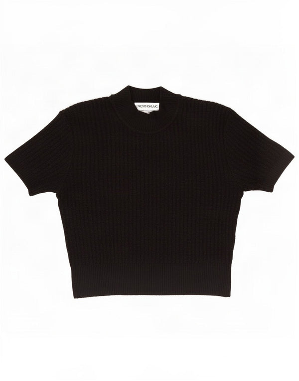 Sportmax Dame Crop Turtle Neck Jumper Sweater UK 14 Large Black