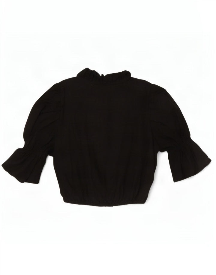 Alpenmarchen Dame Flæse Front Crop Bluse Top EU 40 Medium Sort