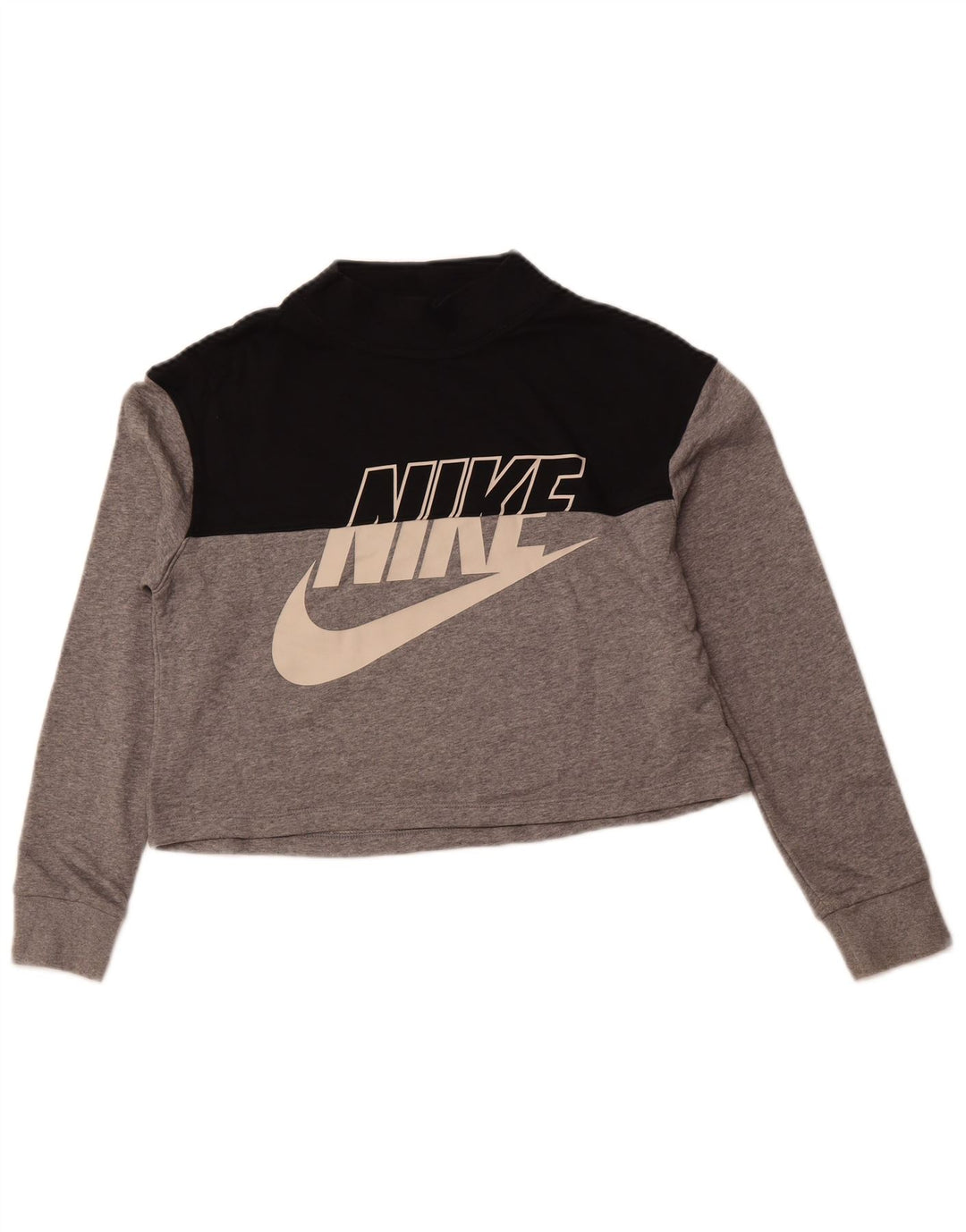 NIKE Girls Crop Standard Fit Sweatshirt Jumper 13-14 år XL Grå