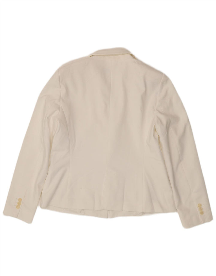 ZARA blazerjakke med 1 knap til kvinder UK 18 XL Hvid polyester