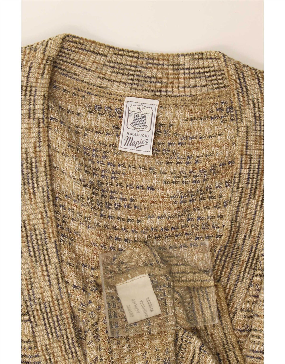 Mapier Herre ærmeløs cardigan sweater Medium Beige Flecked Bomuld
