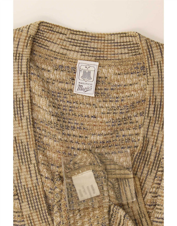 Mapier Herre ærmeløs cardigan sweater Medium Beige Flecked Bomuld