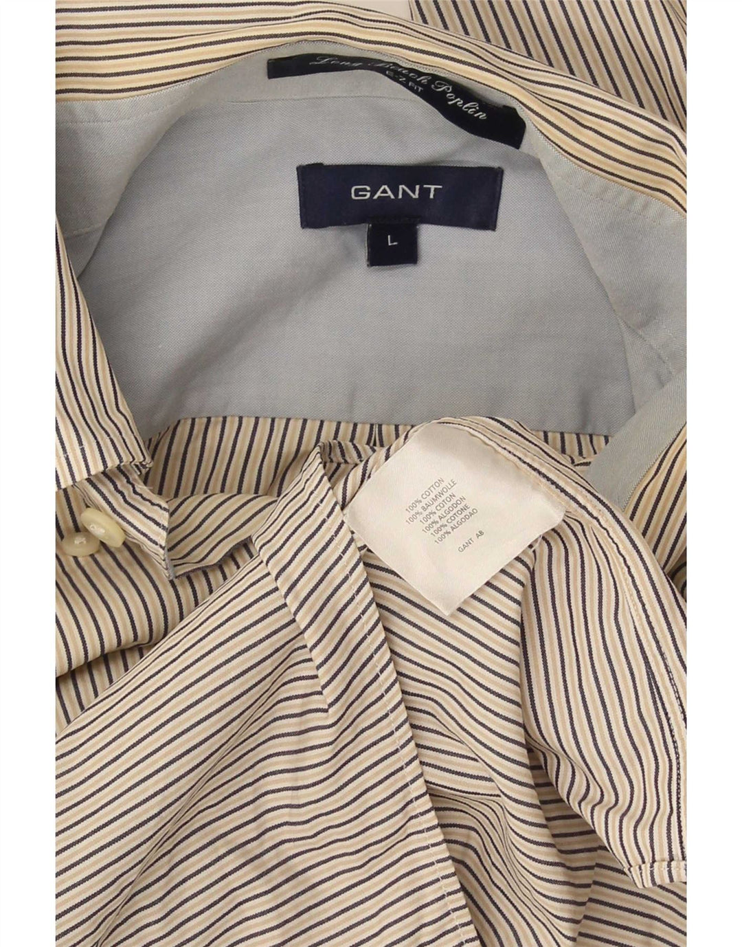 Gant Herre E-Z Fit skjorte stor beige nålestribet bomuld