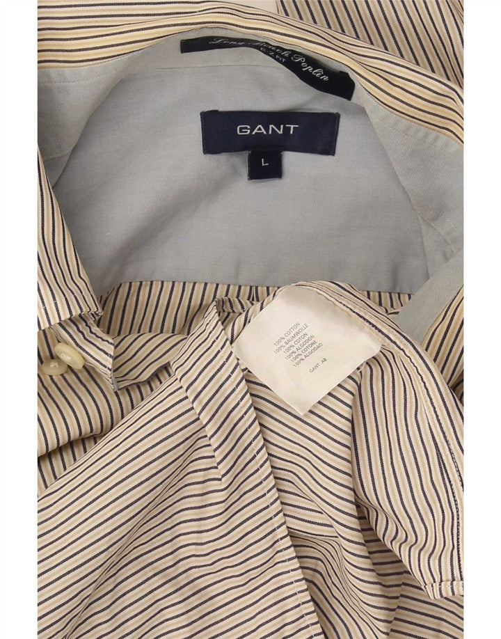 Gant Herre E-Z Fit skjorte stor beige nålestribet bomuld