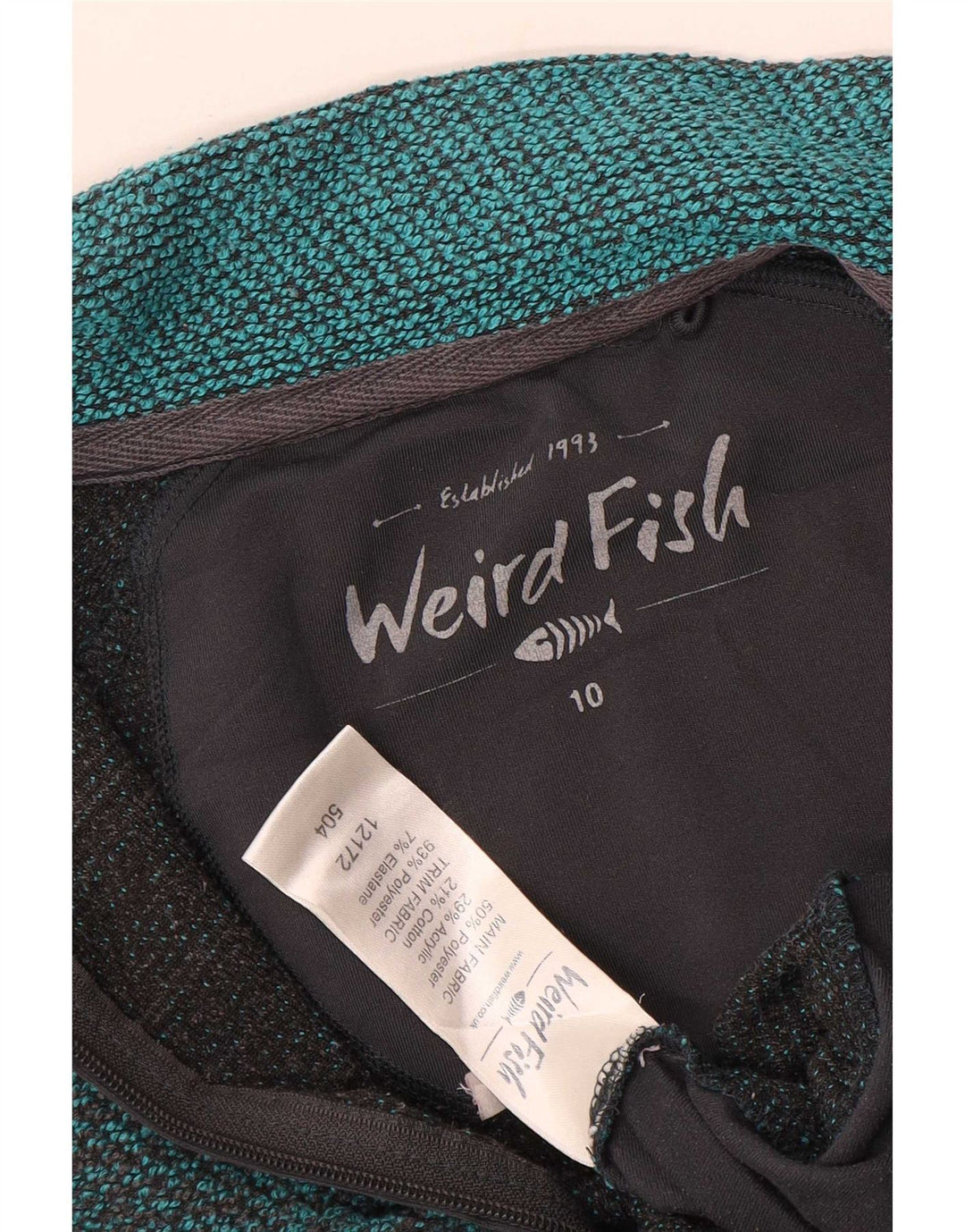 Weird Fish Dame træningsdragt Topjakke UK 10 Small Blue Colourblock