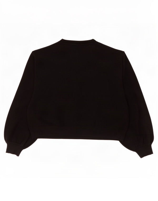 Zara Womens Crop Oversized Boat Neck Jumper Sweater UK 14 Medium Black