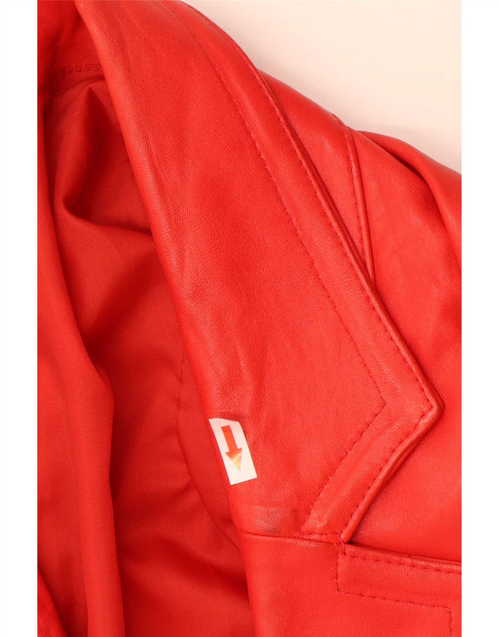 Vintage dameoversize læderfrakke UK 18 XL Rød