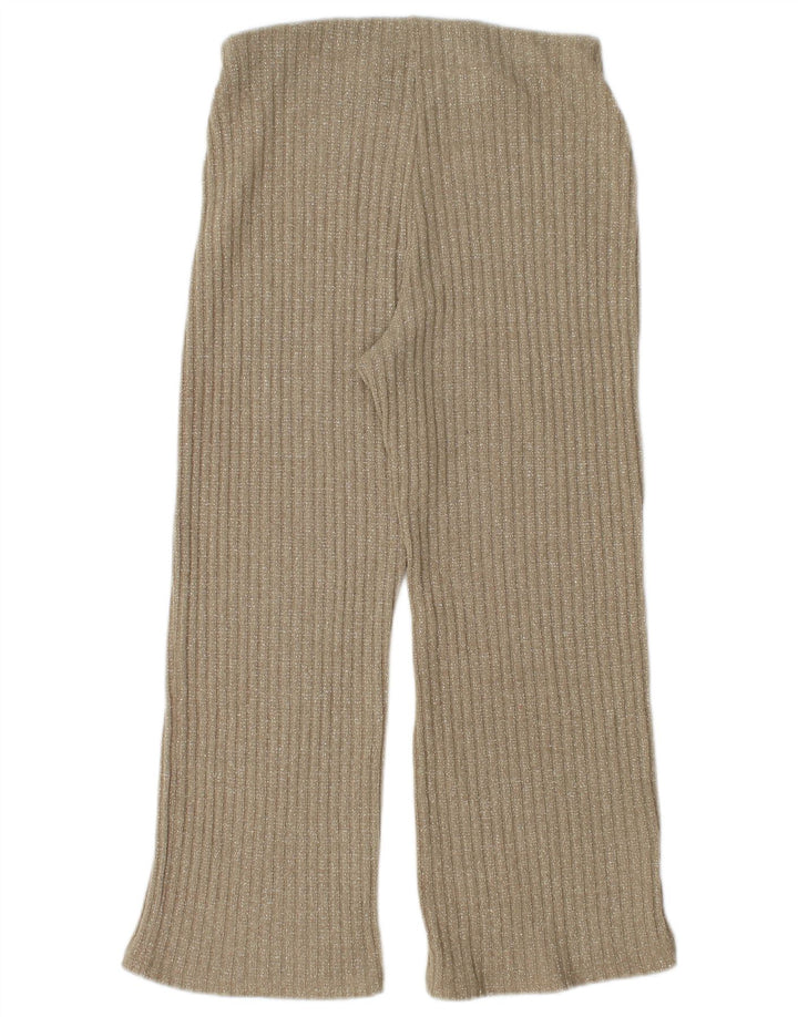 Zara Womens Knit Crop Træningsdragt Bukser UK 12 Medium Gold Flecked