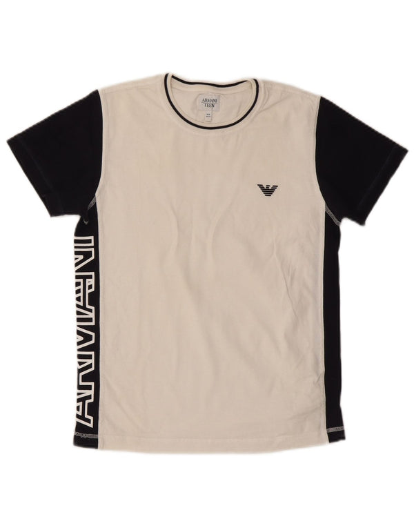Armani Boys Grafisk T-Shirt Top 13-14 år Hvid Colourblock Bomuld