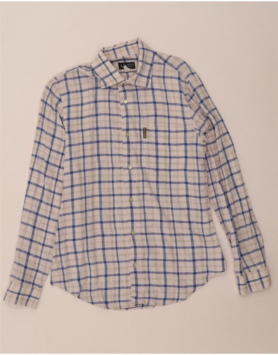ARMANI JEANS Herreskjorte Medium Blå Ternet hør