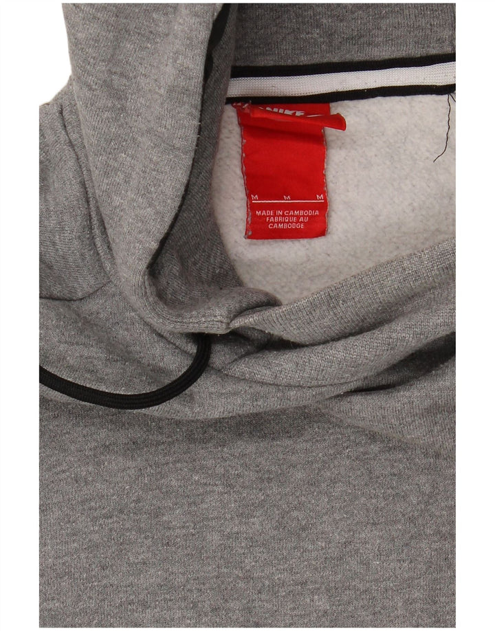 NIKE Womens Hoodie Jumper UK 14 Medium Grey Cotton