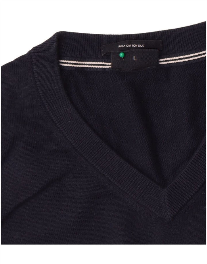 Joop Herre V-hals sweater Stor marineblå bomuld