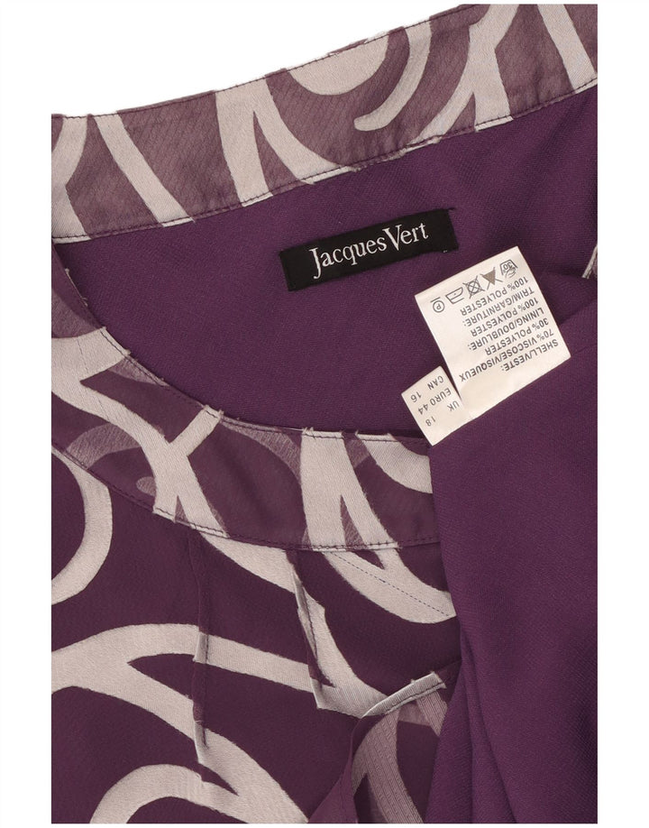Jacques Vert kvinders abstrakt mønster bluse Top UK 18 XL Lilla viskose