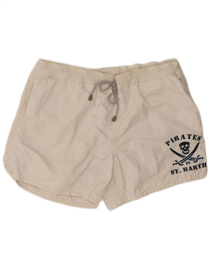 Saint Barth Herre grafiske svømmeshorts 2XL Hvid polyamid