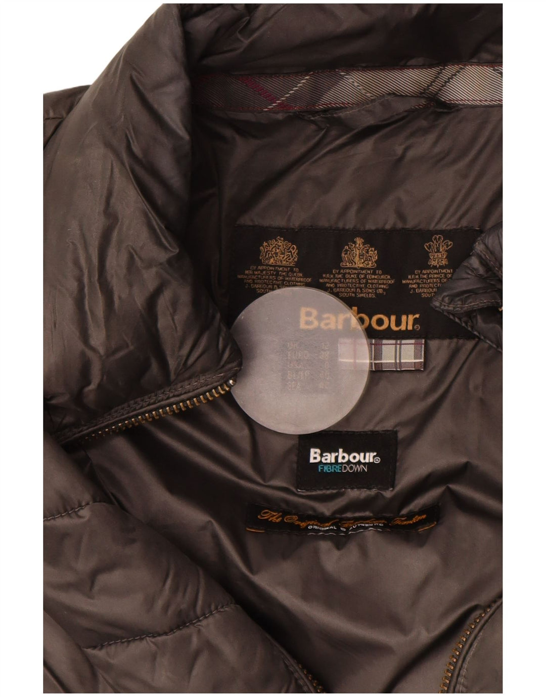 Barbour Dame Polstret Jakke UK 12 Medium Grå Polyamid