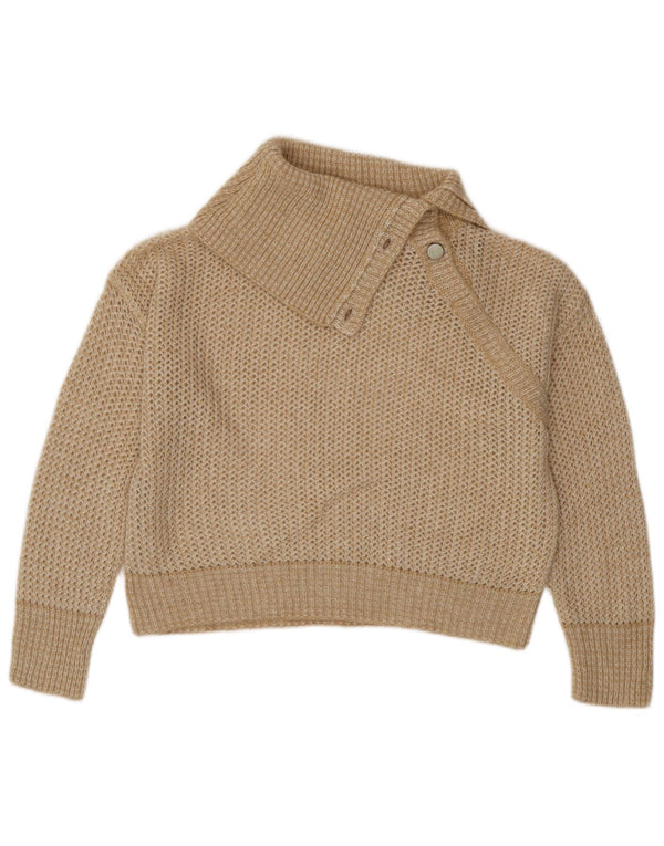 STEFANEL Dame Oversized Button Neck Jumper Sweater UK 16 Large Beige