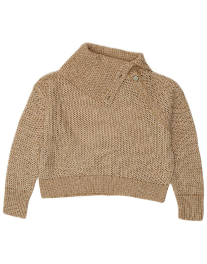 STEFANEL Dame Oversized Button Neck Jumper Sweater UK 16 Large Beige
