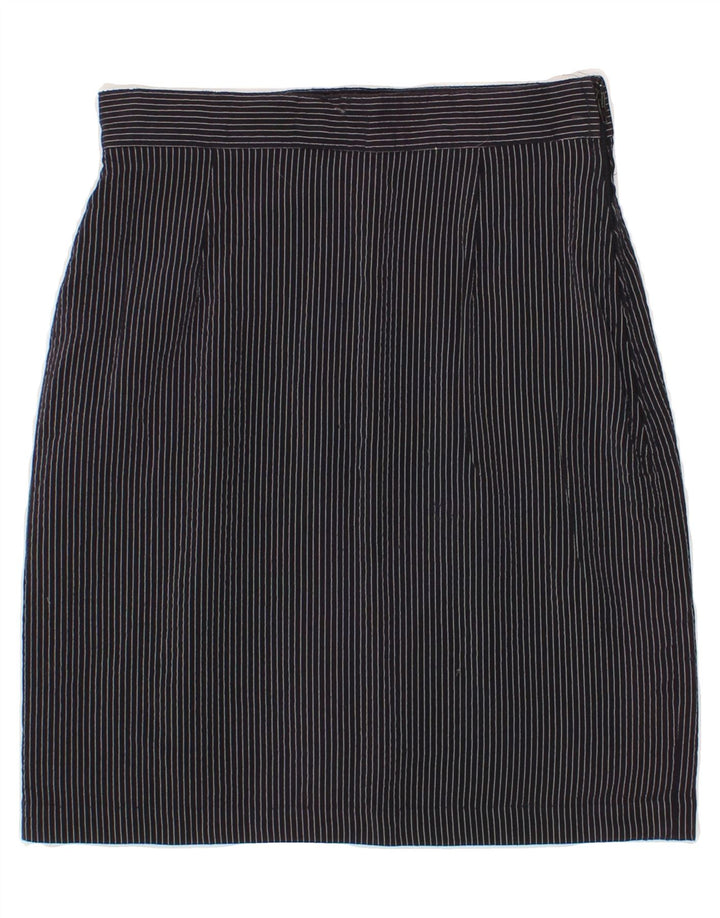 VINTAGE Womens Pencil Skirt IT 42 Medium W24  Navy Blue Pinstripe Vintage Vintage and Second-Hand Vintage from Messina Hembry 