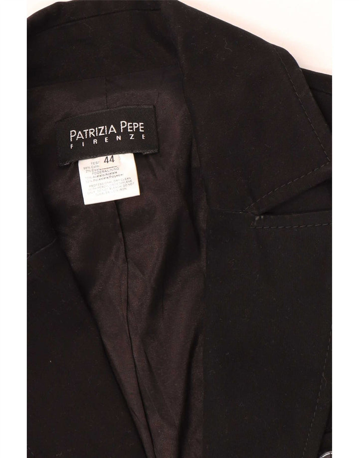 Patrizia Pepe Dame 2 Button Blazer Jacket IT 44 Medium Sort Bomuld