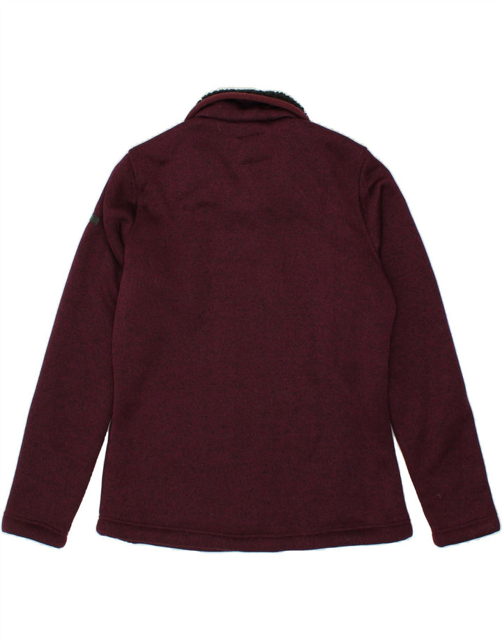 REGATTA Womens Sherpa Tracksuit Top Jacket UK 16 Large Maroon Flecked Vintage Regatta and Second-Hand Regatta from Messina Hembry 
