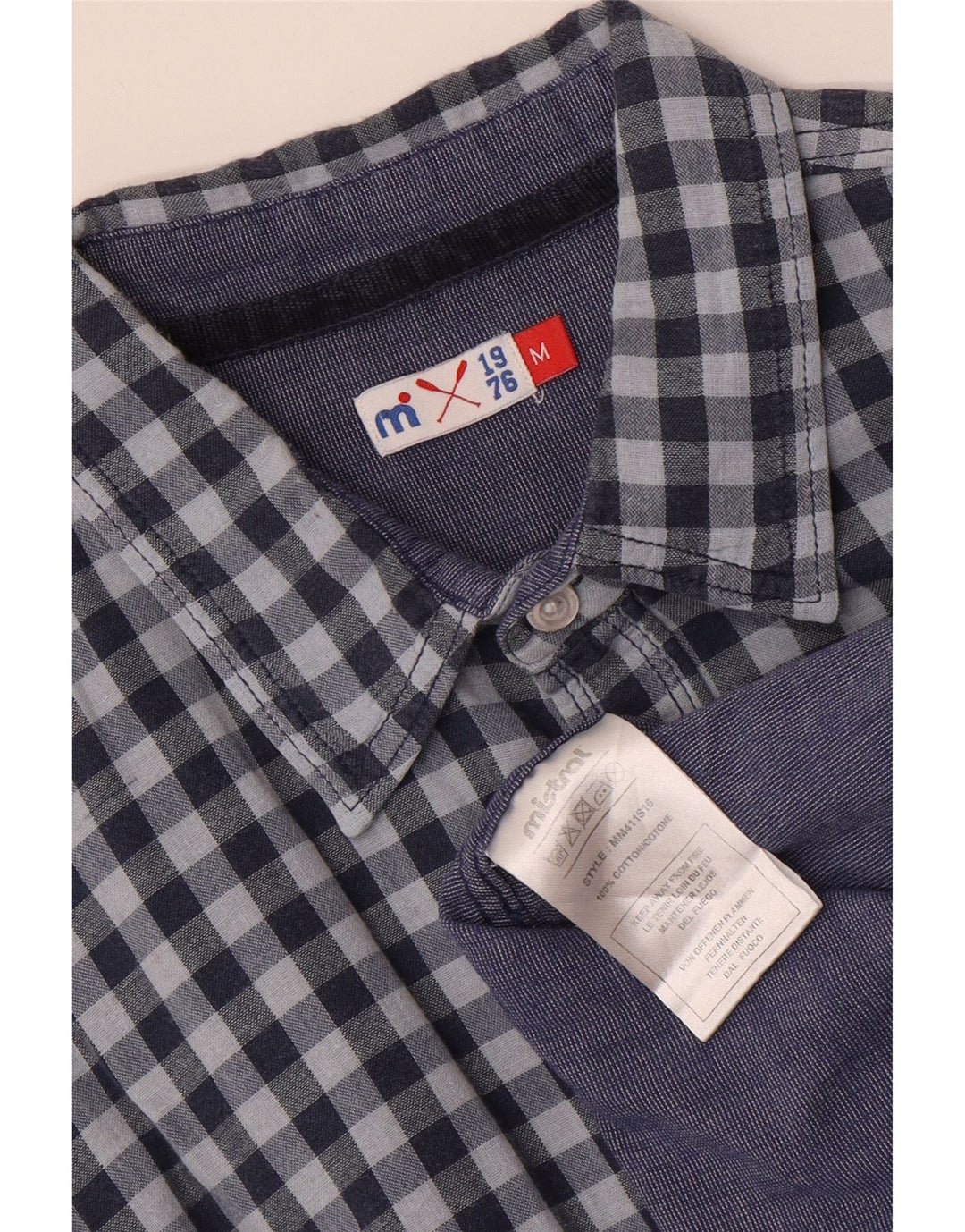MISTRAL Herreskjorte Medium Blue Gingham Cotton