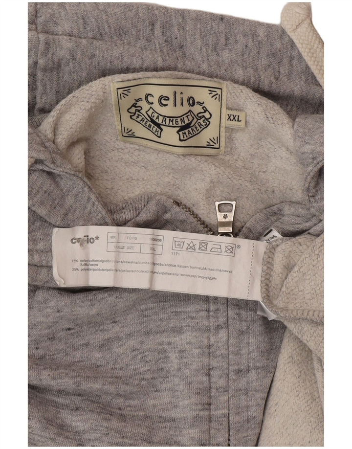 Celio Hættetrøje med lynlås til mænd 2XL Grå Flecked Bomuld