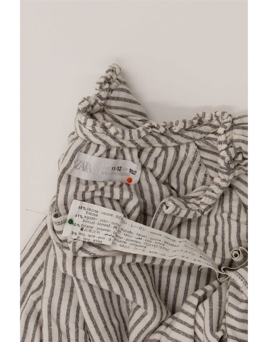 Zara Pige Langærmet Pullover Shirt 11-12 år Hvidstribet viskose