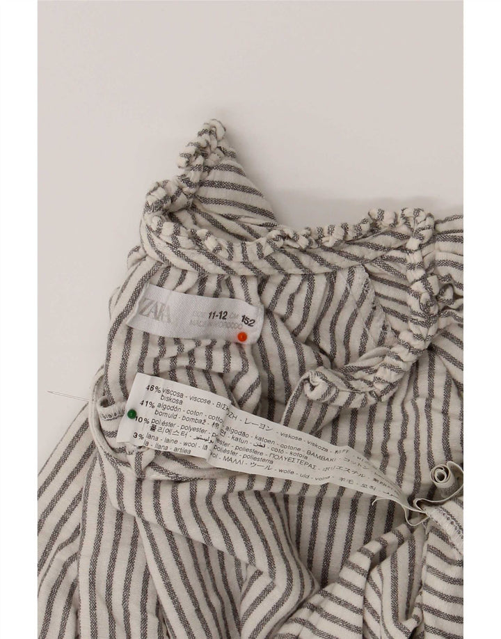 Zara Pige Langærmet Pullover Shirt 11-12 år Hvidstribet viskose