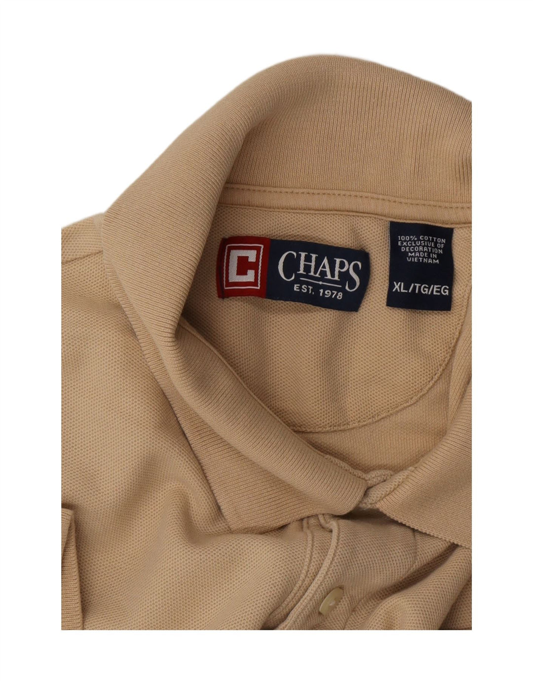 CHAPS Mens Polo Shirt XL Beige Cotton Vintage Chaps and Second-Hand Chaps from Messina Hembry 